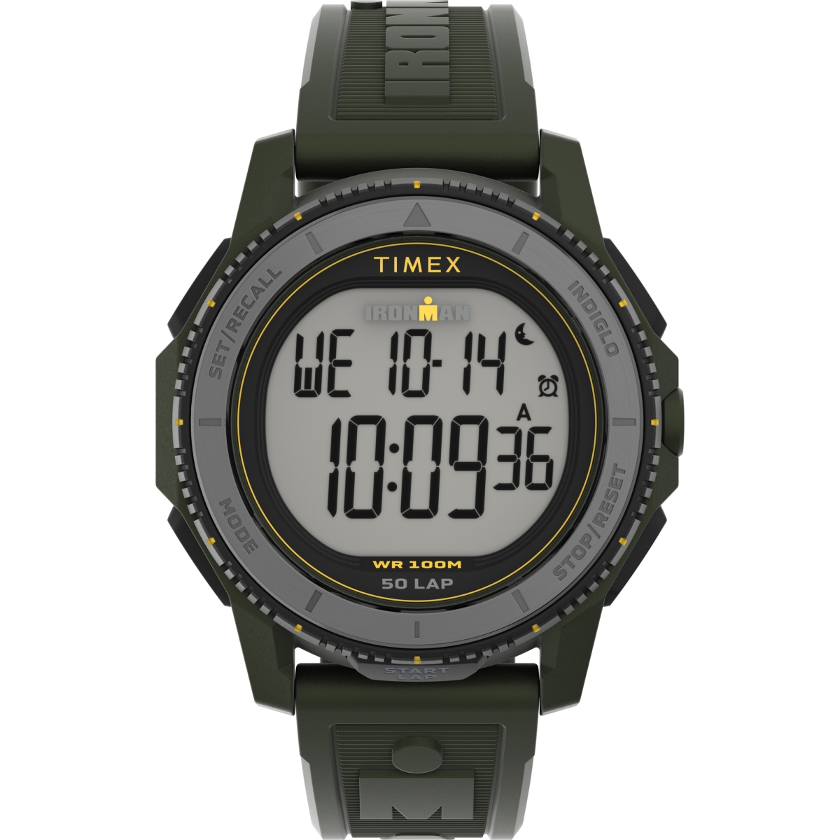 Picture of Timex TW5M58000VQ 46 mm Mens Adrenaline Watch - Green Strap Digital Dial Black Case