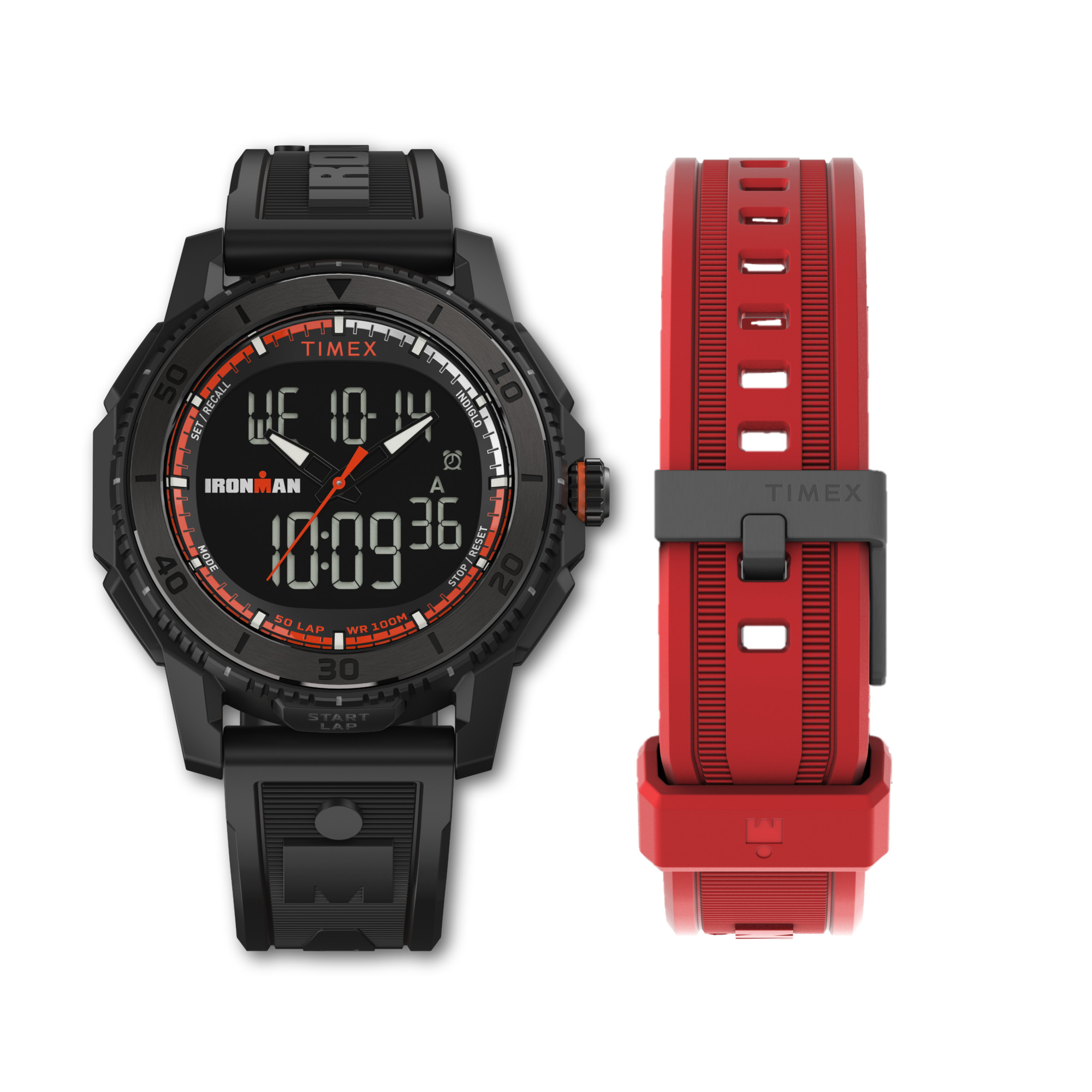 Picture of Timex TWG062500JR 46 mm Mens Adrenaline Watch - Black-Red Strap Digital Dial Black Case