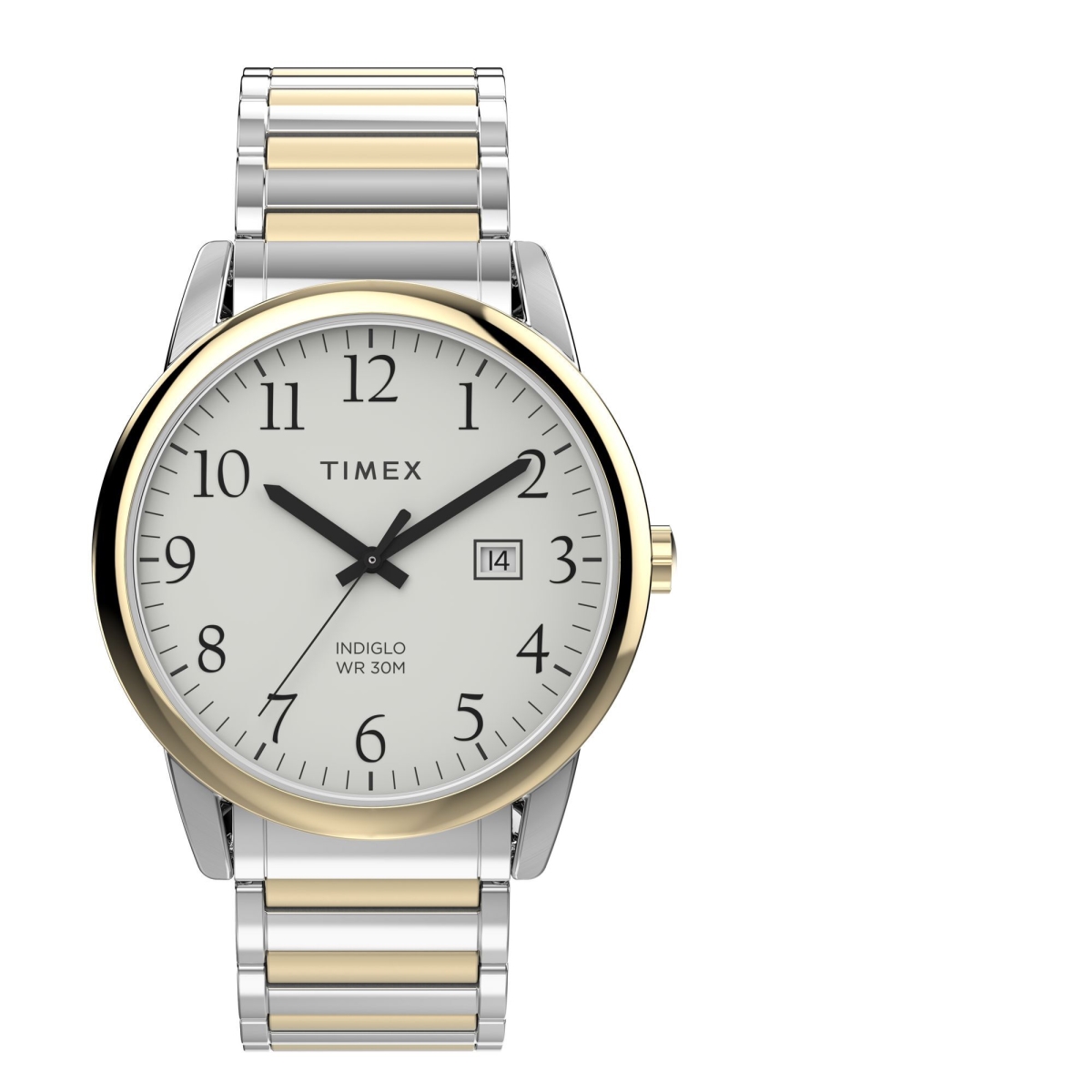 TW2W521009J Mens Easy Reader 40 mm Watch - Two-Tone Expansion Band, White Dial & Two-Tone Case
