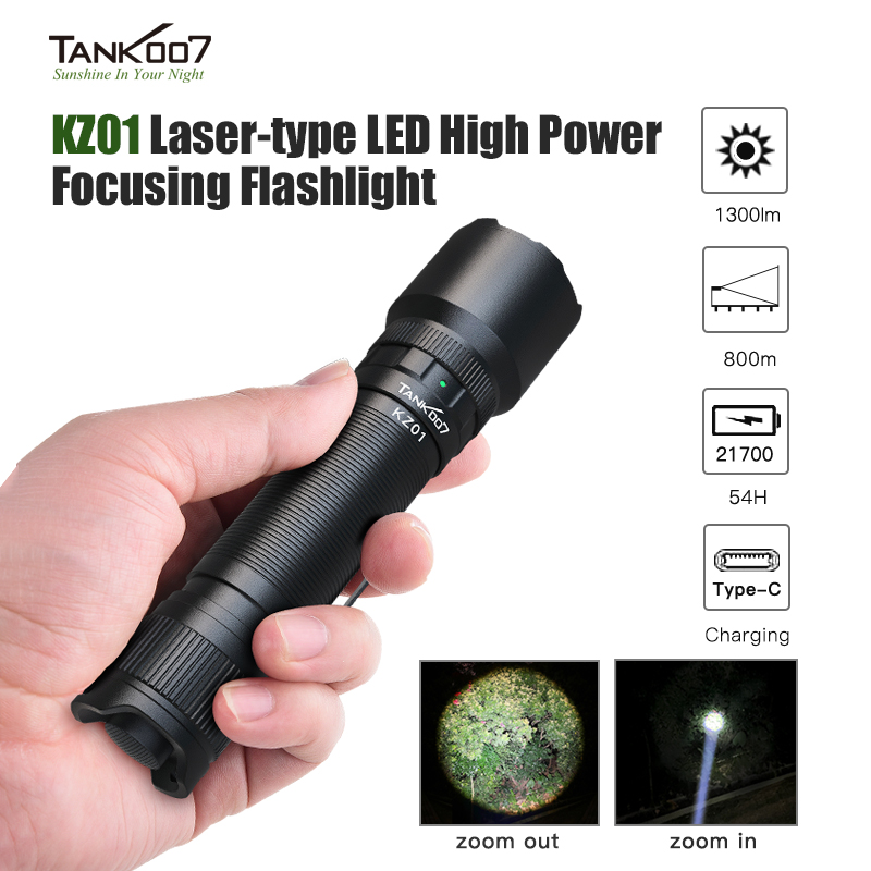 KZ01 20 watt Laser-Type LED High Power Focusing Flashlight with KZ01 Rechargeable Battery Tactical Torch -  Tank007