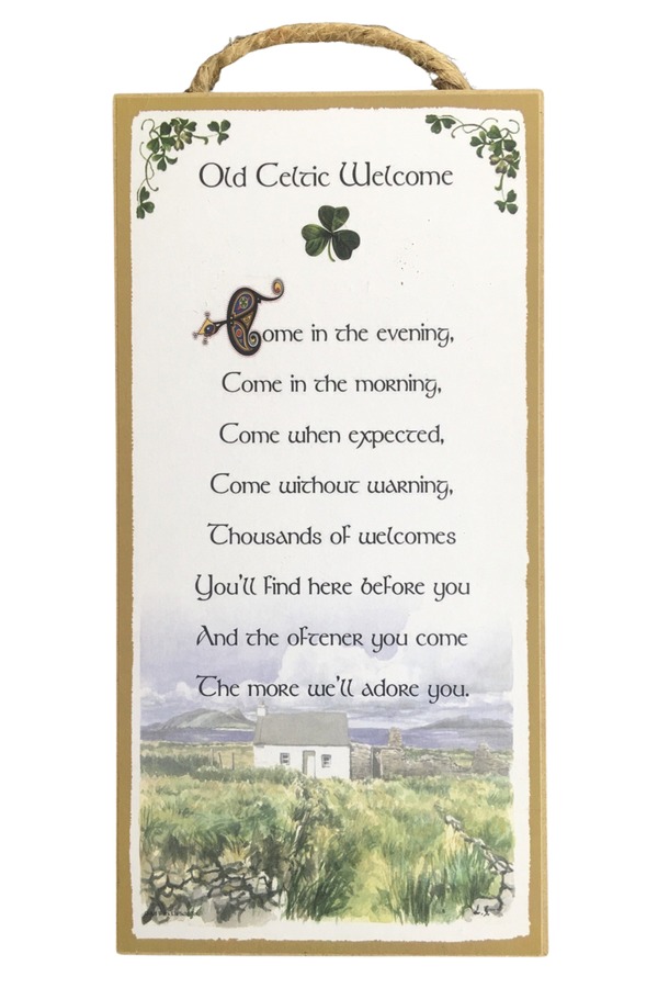 OCW-5x10WP 5 x 10 in. Old Celtic Welcome Wooden Plaque