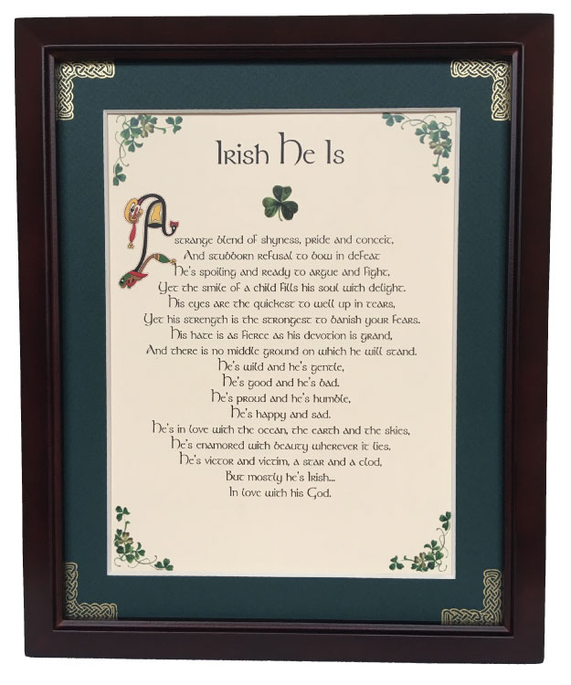 MPF8x10IrishHeIsAStrangeBlendof hyness 8 x 10 in Irish He Is A Strange Blend of Shyness Blessing Photo Frame