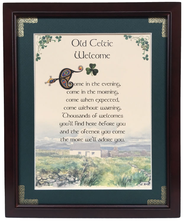 MPF8x10-Old-Celtic-Welcome-Come-In-The-Evening 8 x 10 in. Old Celtic Welcome Come In the Evening Blessing Photo Frame