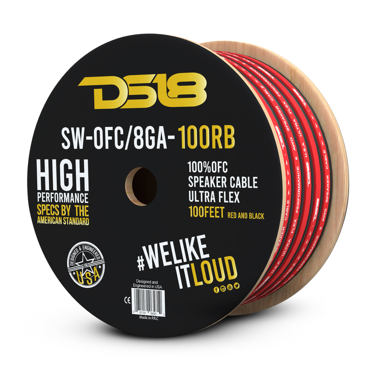 Picture of DS18 Audio SW-OFC8GA-100RB 100 ft. DS18 100 Percent Copper Speaker Wire&#44; Red & Black
