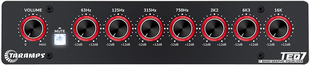 TEQ7RED 7-Band Stereo Graphic Equalizer, Red