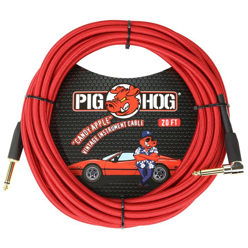 ''Candy Apple Red'' Instrument Cable, 20-Feet. Right Angle
