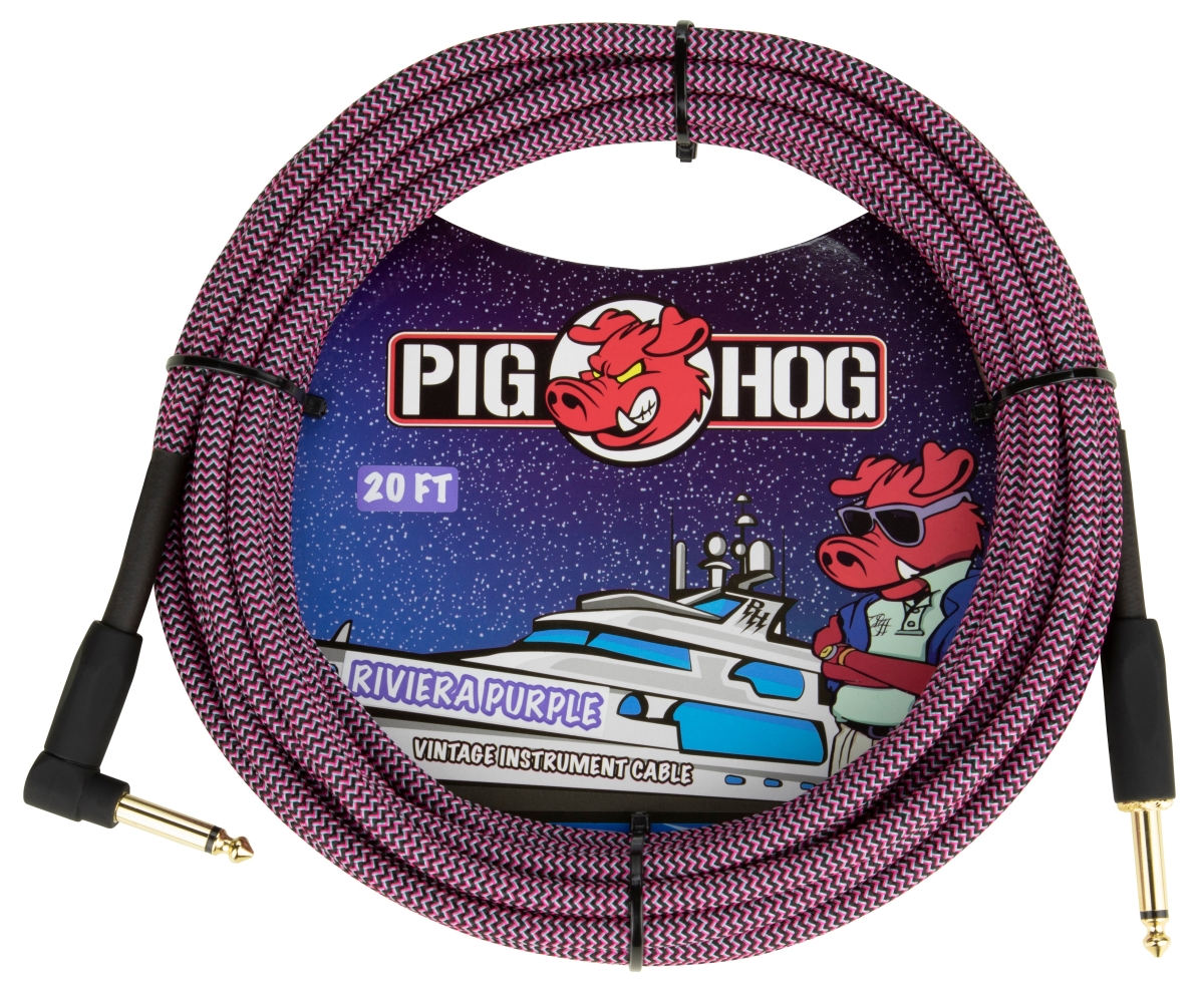 Picture of Pig Hog PCH20RPPR 20 ft. Right Angle Riviera Purple Instrument Cable