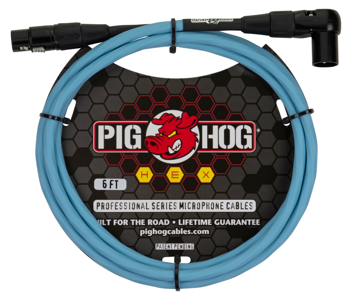 Pig Hog PHMH6DBR 6 ft. Hex Series Right Angle Mic Cables, Daphne Blue