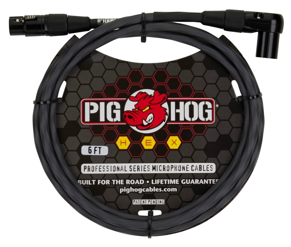Pig Hog PHMH6GRR 6 ft. Hex Series Right Angle Mic Cables, Grey