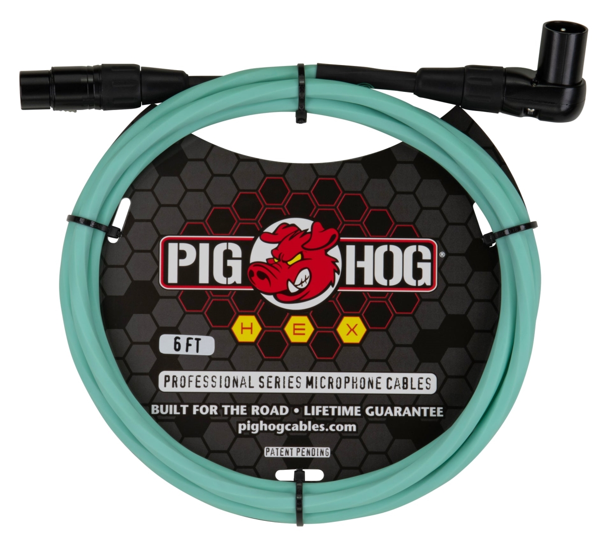 Pig Hog PHMH6SGR 6 ft. Hex Series Right Angle Mic Cables, Seafoam Green