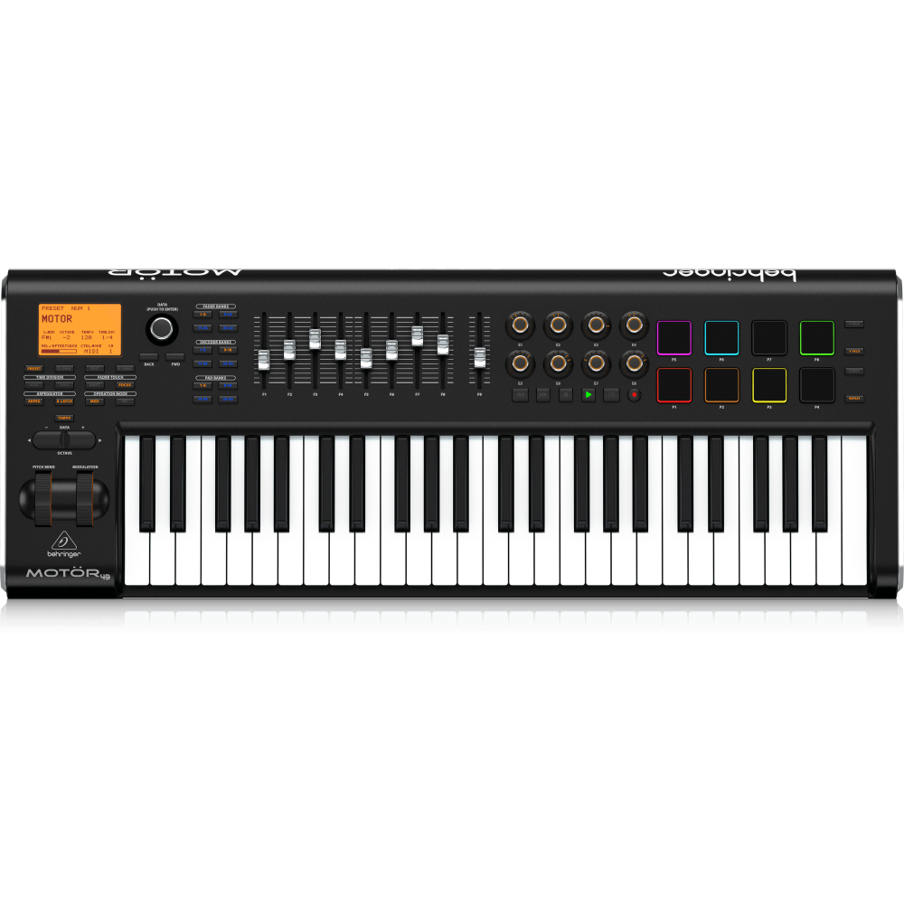 MOTOR49 49 Key USB Midi Master Controller Keyboard with Motorized Faders & Touch-Sensitive Pads