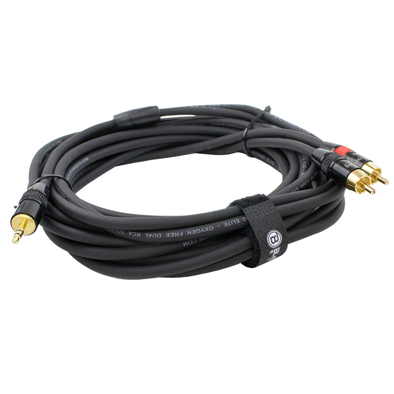 C2R35B-12 12 ft. 2-RCA to 3.5 mm Stereo Plug Cable, Black
