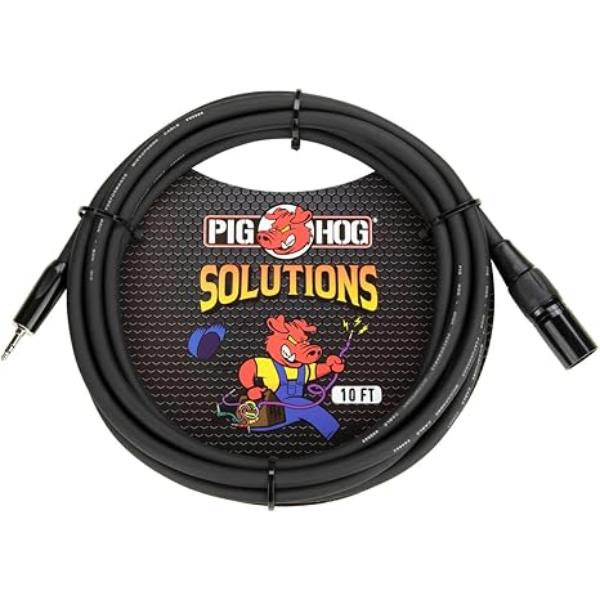 Picture of Pig Hog PXM35XM10 6 in. 3.5 mm TRS to Male XLR Cable - Professional Audio Input Solution for Line & Studio Equipment - Transparent