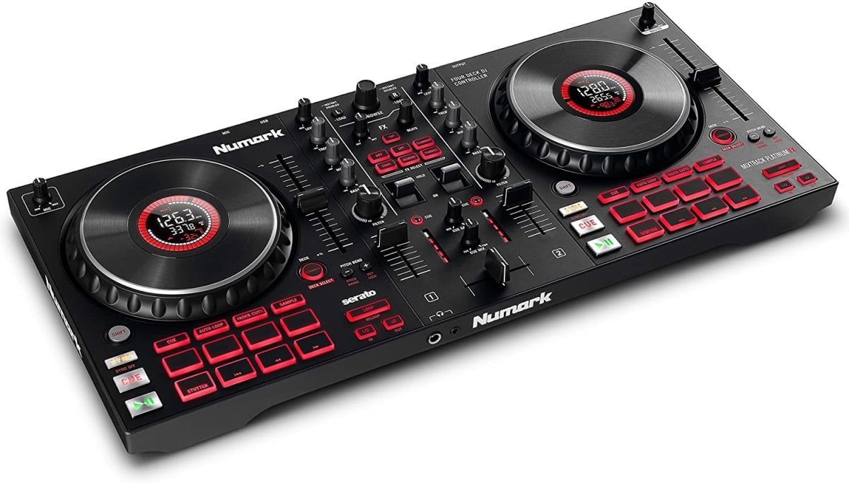 Picture of Numark MIXTRACKPLATFX 4-Deck Advanced DJ Controller with Jog Wheel Displays & Effects Paddles