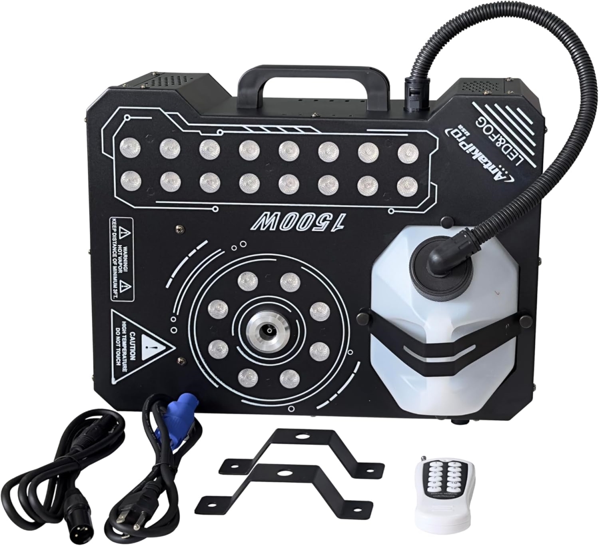 Fog Machine with RGB LED Lighting Integration Immersive Stage Effects Concert Theatrical Production Strong Fog Output Multiple Control - Black