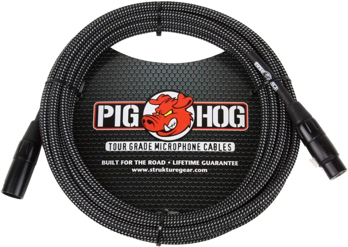 Pig Hog PHM30BKW 3 ft. Vintage Series Woven XLR Microphone Cable - Black & White