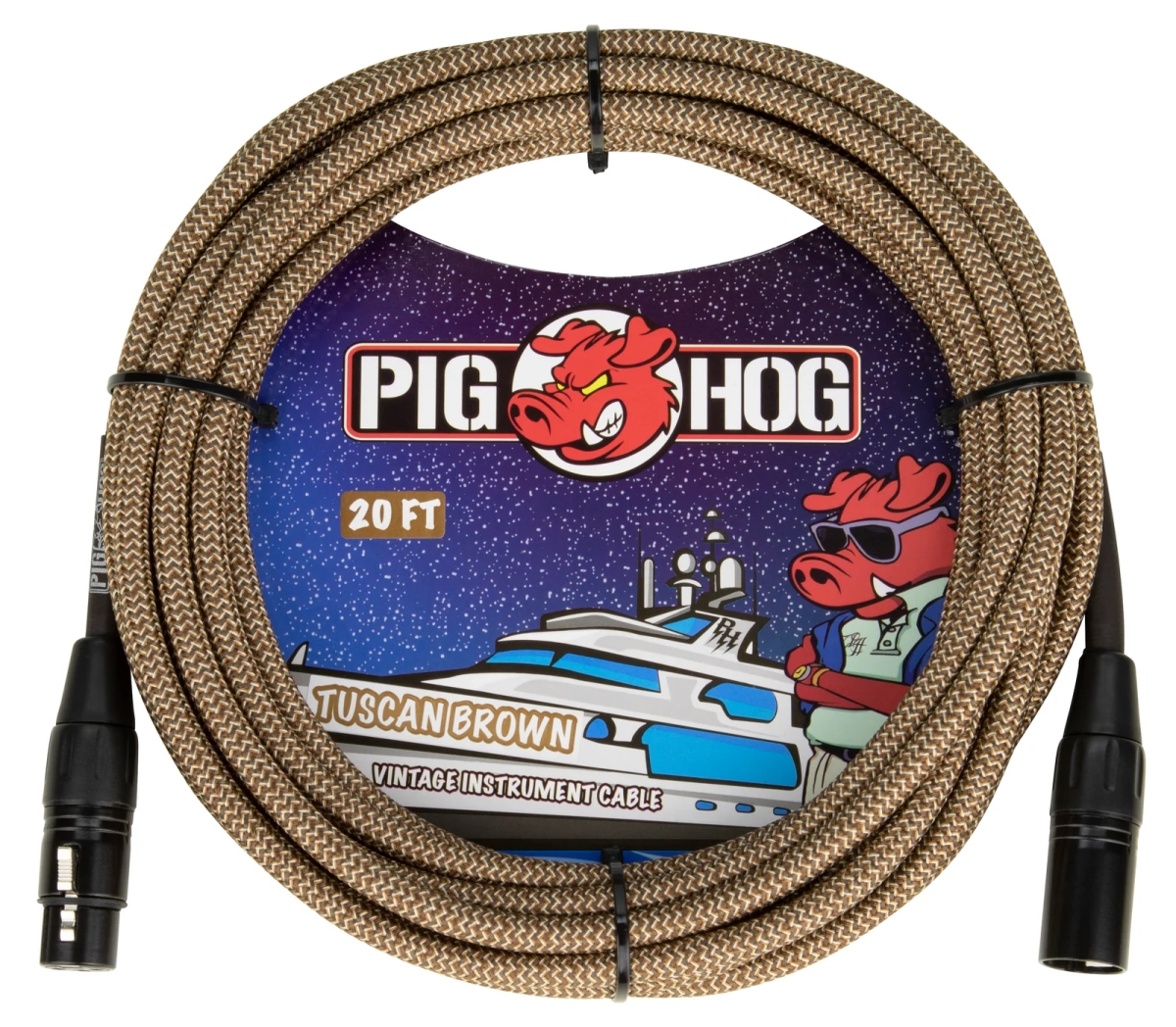 Pig Hog PHM20TBR Tuscan Brown Woven Mic Cable, 20 ft. - XLR Connector