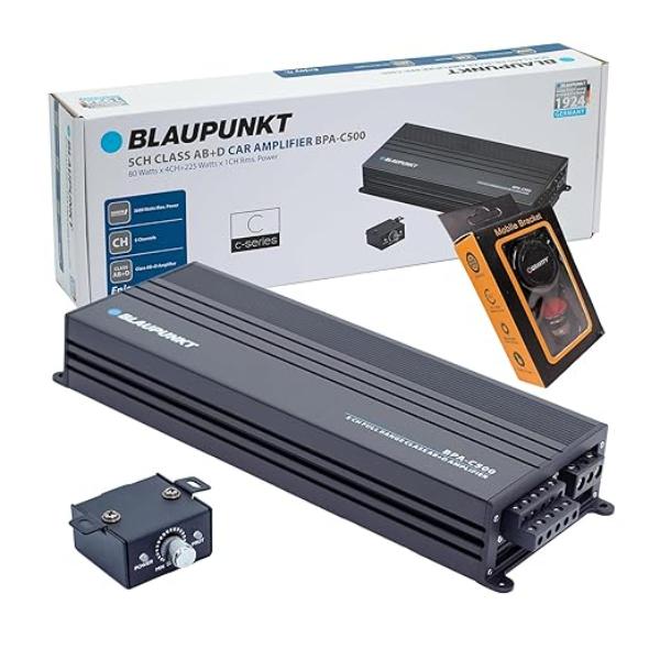 BPA-C500 Elite Car Audio 5-Channel 500W Stereo Amplifier - Class AB - Class D - Bridgeable Bundle with Gravity Magnet Phone Holder