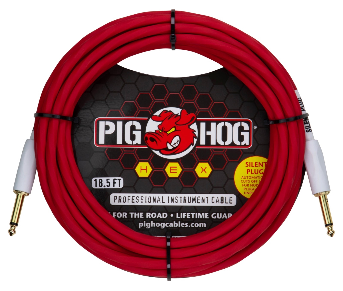 Pig Hog PHSH186CA Hex Series Silent Cable, 18.6 ft. - Candy Apple Red