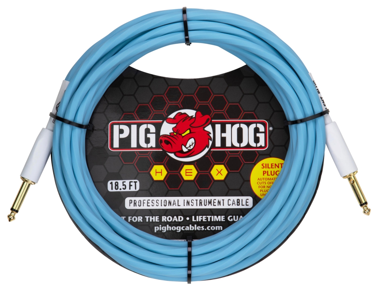 Pig Hog PHSH186DB Hex Series Silent Cable, 18.6 ft. - Daphne Blue