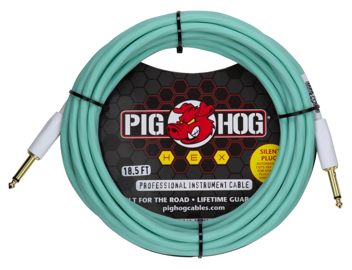 Pig Hog PHSH186SG Hex Series Silent Cable, 18.6 ft. - Seafoam Green