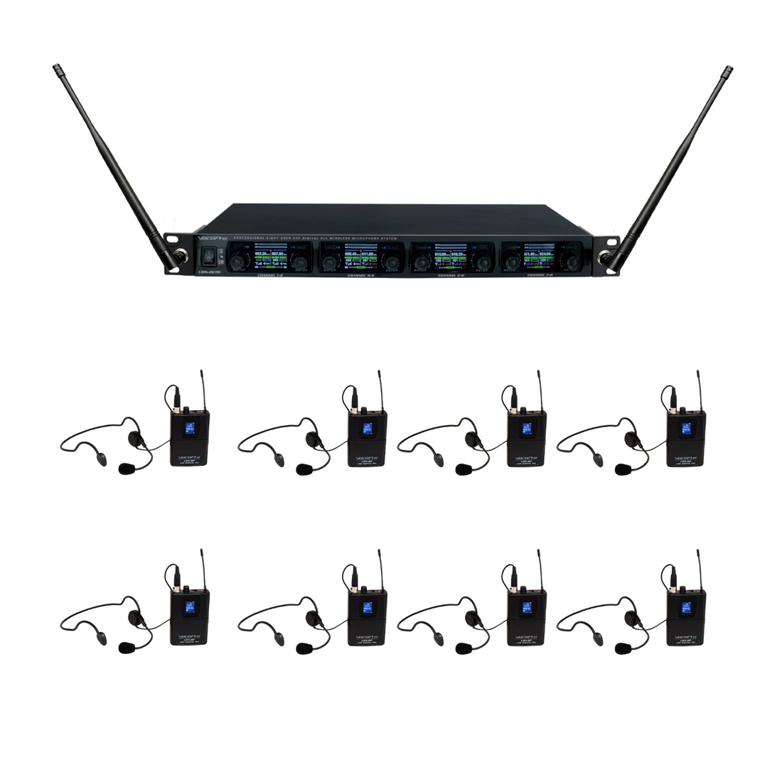 UDX-PLAY-8 8-Headsets Wireless Headset Microphone System