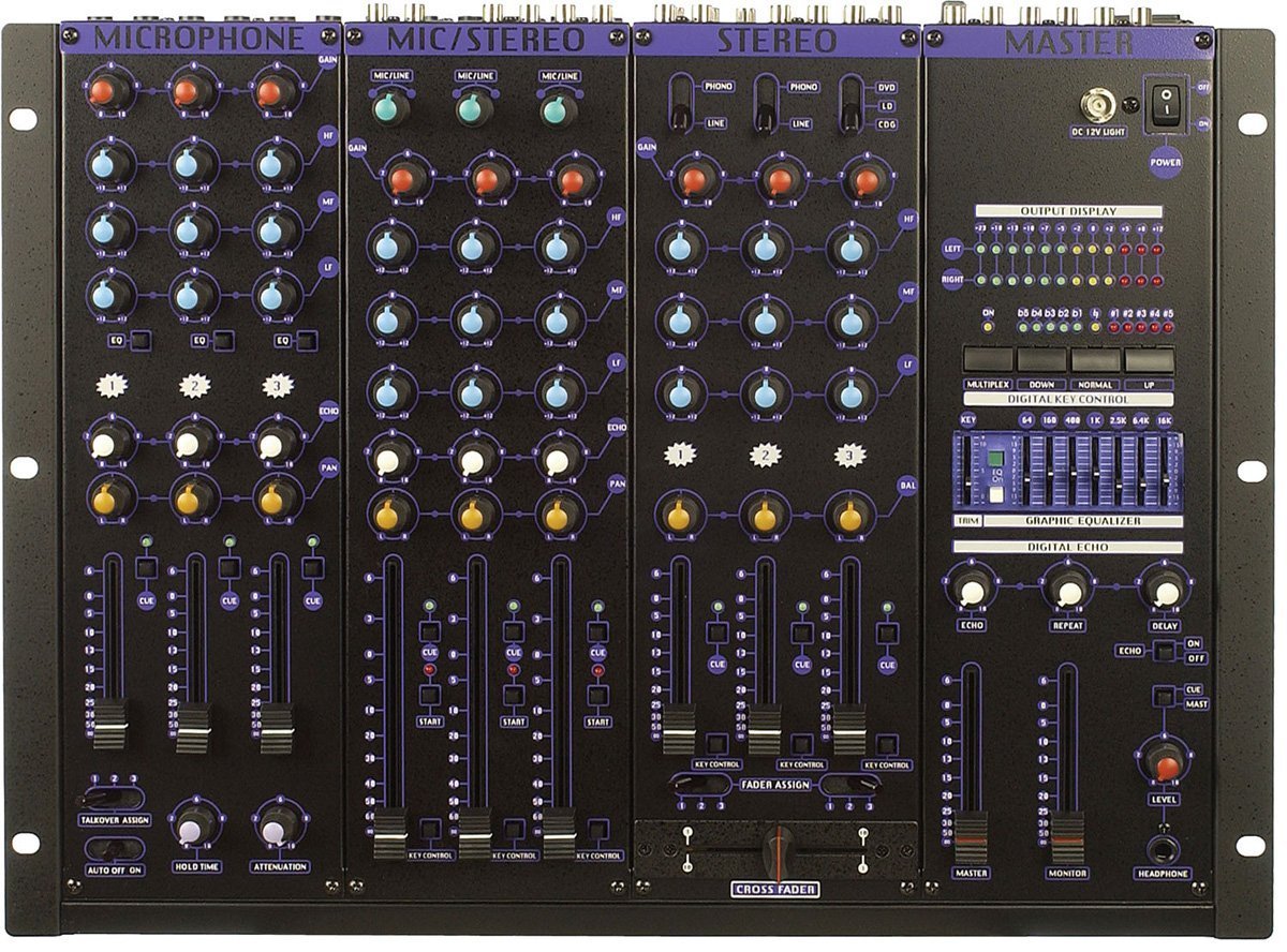 Picture of VocoPro KJM8000PROPLUS 9 Chennal Pro KJ & DJ Mixer with Digital Key Control & 7 Band Graphic Equalizer