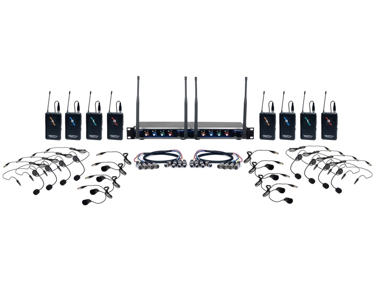 HYBRIDPLAY8 8 Channel UHF Hybrid Wireless Headset & Lapel Microphone System