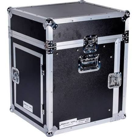 Fly Drive Case 10U Space Slant Mixer Rack - 10U Space Vertical Rack System with Full AC Door