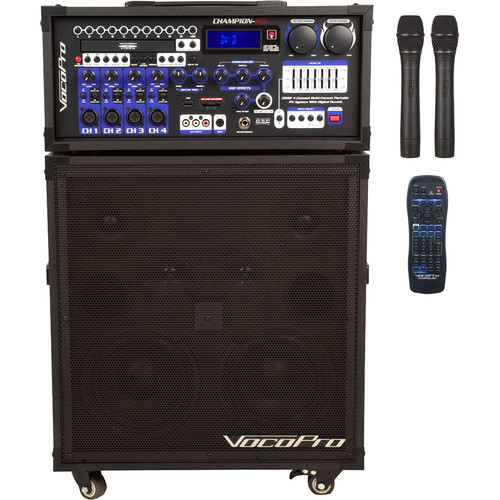 Picture of VocoPro CHAMPIONREC9 4-Channel Multi-Format Portable PA System with Digital Recorder