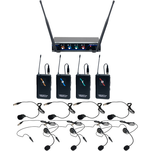Picture of Vocopro DIGITALQUADB3 4 Channel UHF Wireless Headset & Lavalier Microphone System