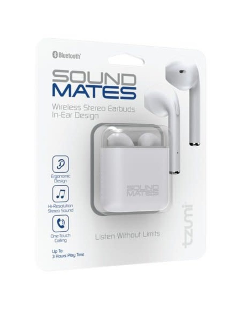 Soundmates Bluetooth Earbuds with Wireless Charging, White