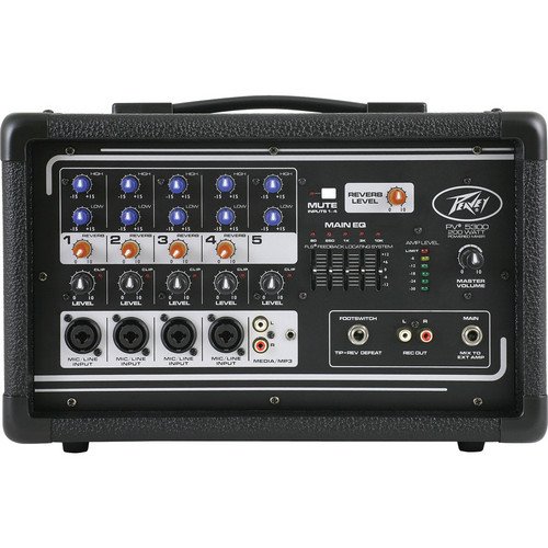 Peavey PV5300 200 Watt 5-Channel Powered Live Sound Mixer w/ 5-Band EQ PV 5300 Bundle with (2) Peavey PVi10 10" 100 Watt 2-Way Pro Audio Live Speaker System