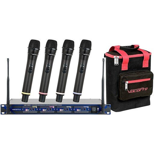 UHF580510 4 Chennal Rechargeable Wireless System with Microphone