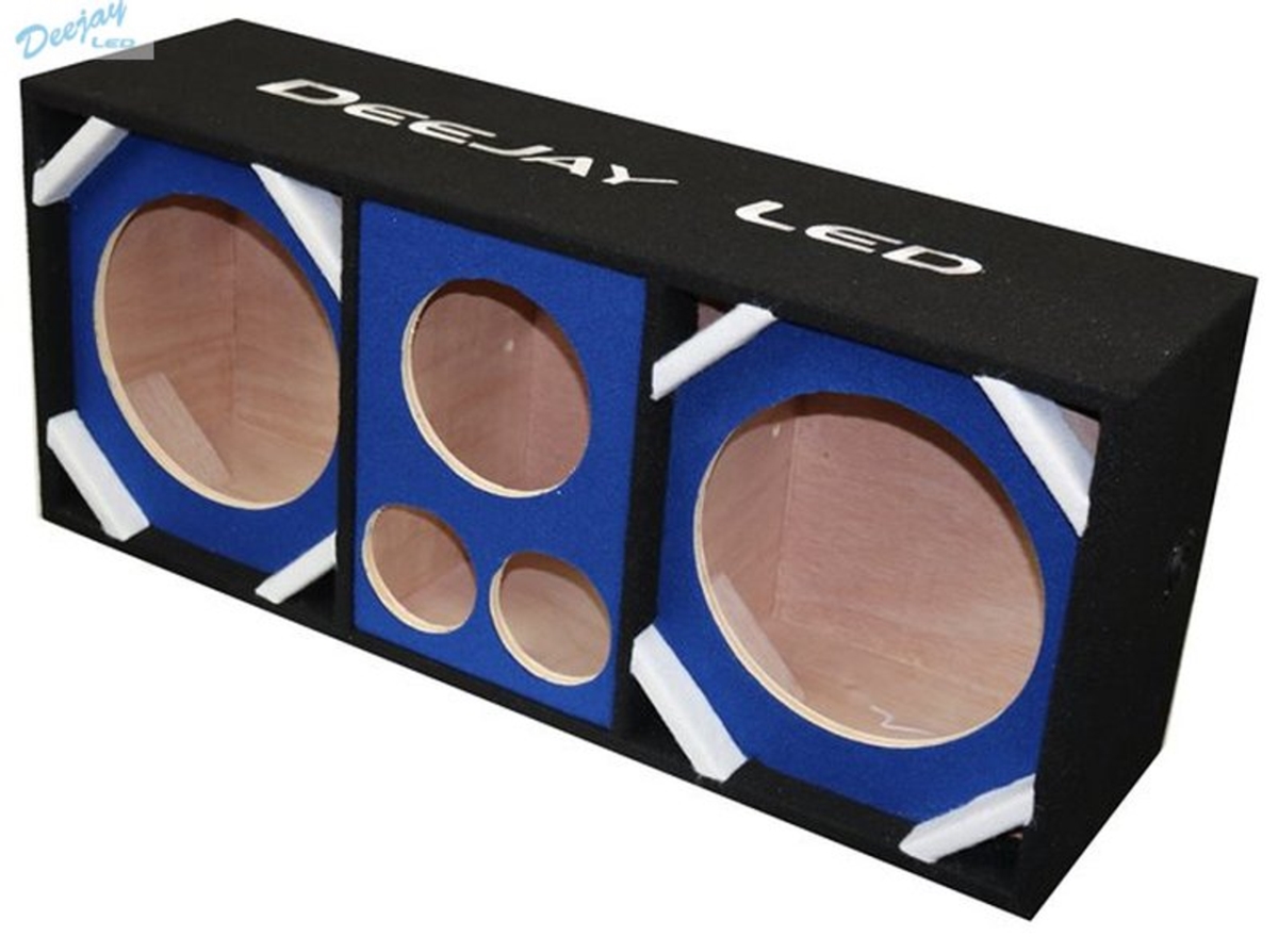 Picture of Deejay LED D10T2H1BLUE 10 in. Two Woofers Plus Two Tweeters & One Horn Empty Chuchera Speaker Enclosure&#44; Blue