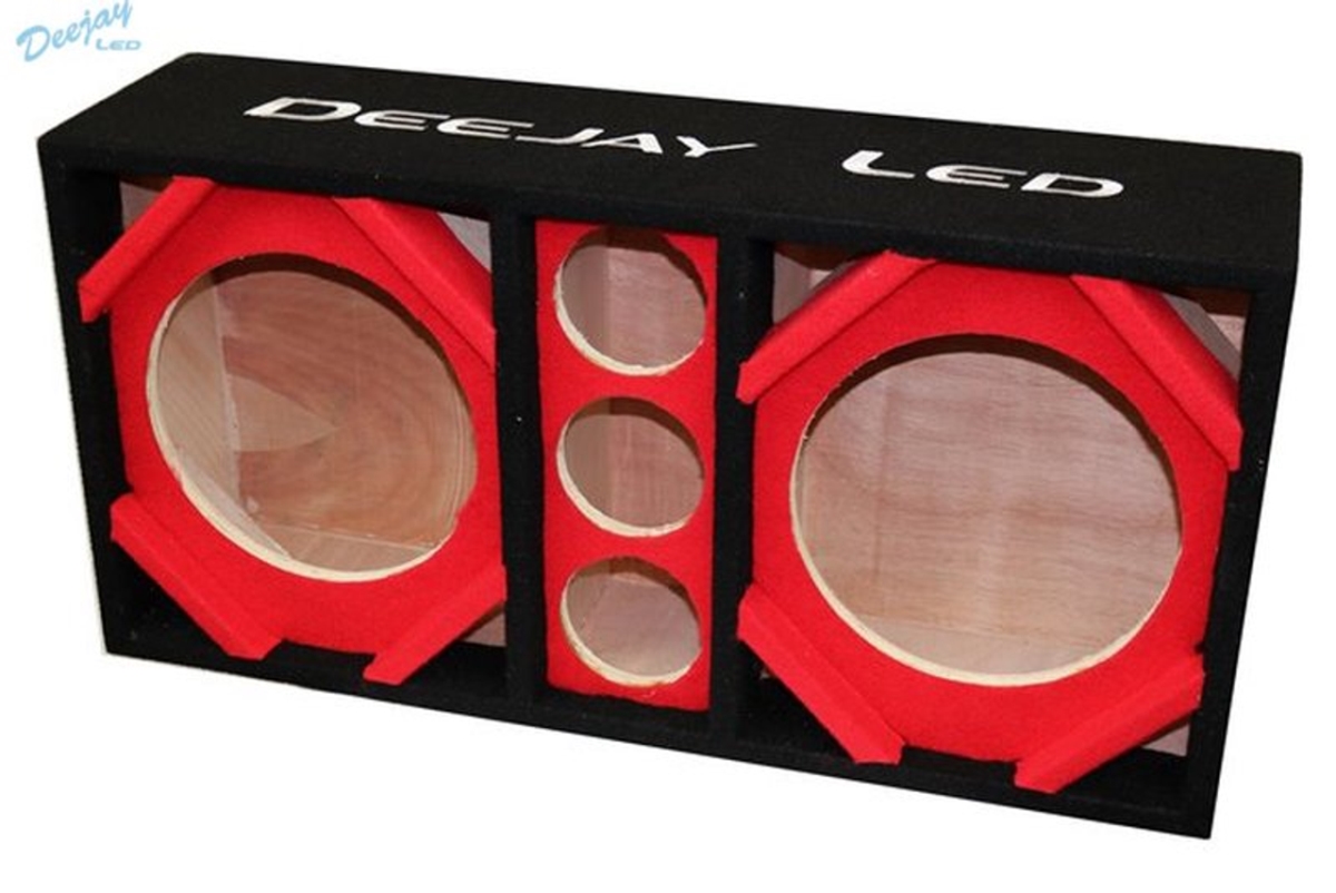 Picture of Deejay LED D10T3RED 10 in. Two Woofers Plus Three Tweeters Empty Chuchera Speaker Enclosure&#44; Red