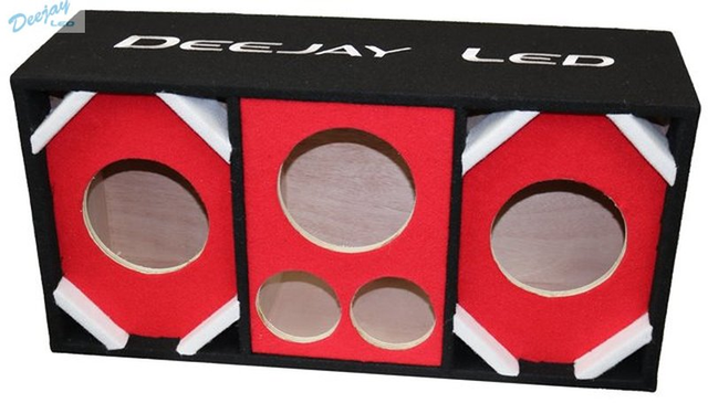 Picture of Deejay LED D6T2H1RED 6 in. Two Woofers Plus Two Tweeters & One Horn Empty Chuchera Speaker Enclosure&#44; Red