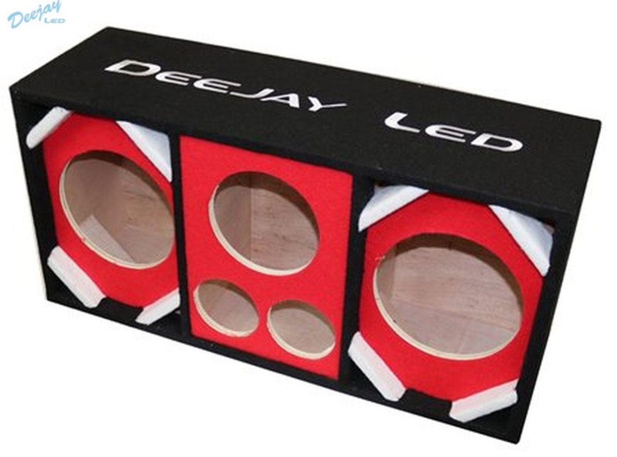 D8T2H1RED 8 in. Two Woofers Plus Two Tweeters & One Horn Empty Chuchera Speaker Enclosure, Red