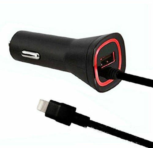 Fast Rapid Apple Lightning Car Charger with Extra USB Port for iPhone