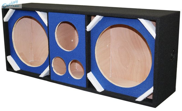 Picture of Deejay LED D12T2H1BLUE 12 in. Two Woofers plus Two Tweeters & One Horn Empty Chuchera Speaker Enclosure&#44; Blue