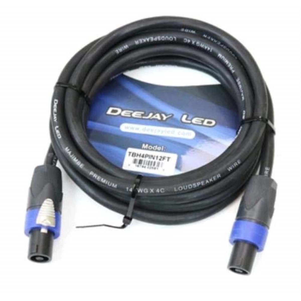 12 Foot Length SPEAKON 4-Connector to SPEAKON 4-Connector Audio Cable