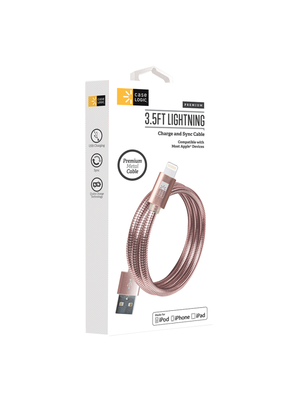 MFI Lightning Chrome Spiral Cable, Rose Gold
