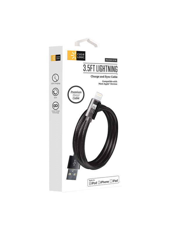 CLLPCA102BK MFI Lightning Chrome Spiral Cable, Black