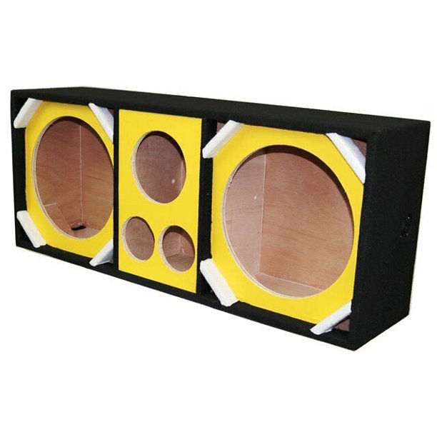 Picture of Deejay LED D12T2H1YELLOW 12 in. Brazil Vinyl 2-Tweeters 1-Horn Speaker Enclosure&#44; Yellow