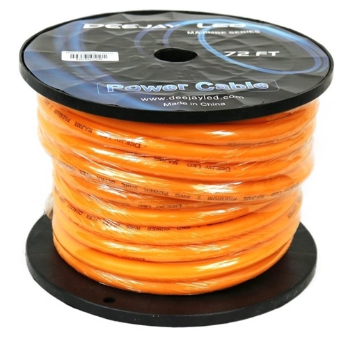 Picture of Deejay LED TBH272ORANGECOPP 2 Gauge 72 ft. 100 Percent Copper Power Cable Used for Vehicular Audio Amplifiers&#44; Orange