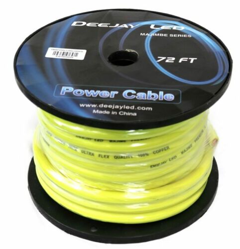 Picture of Deejay LED TBH272YELLOWCOPP 2 Gauge 72 ft. 100 Percentage Copper Power Cable Used for Vehicular Audio Amplifiers&#44; Yellow