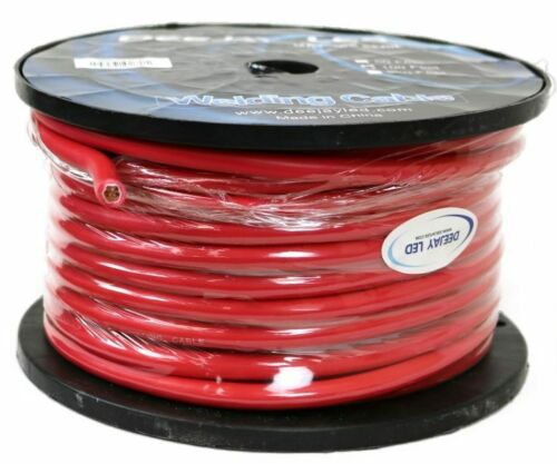 4 Gauge 100 ft. Copper Power Cable for Vehicular Audio Amplifiers or Arc Welding, Red
