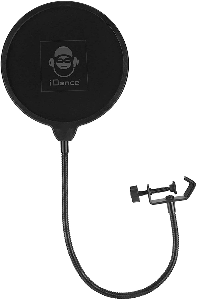 Dual Layer Microphone Pop Filter w/ flexible metal gooseneck support