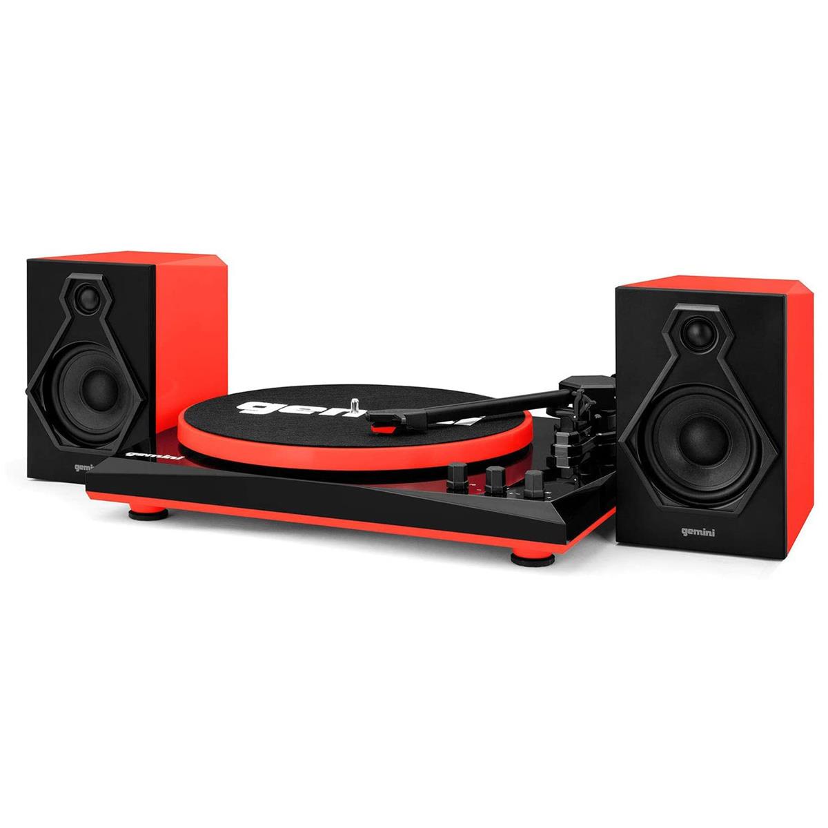 Picture of Gemini TT900BR Vinyl Record Player for Turntables Dual Bluetooth Speakers & Headphones&#44; Black & Red
