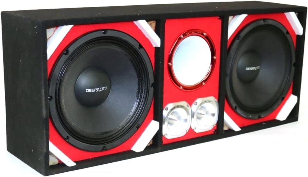 Picture of Deejay LED TBH12RED Two Despacito Heavy Duty 12 in. Woofers One Horn with Two Bullet Tweeter&#44; Red